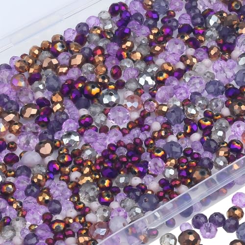 ZHIYUXI 1100 Stück violette Glasperlen zur Schmuckherstellung, facettierte Kristallperlen für Armbandherstellung, Halsketten, Zubehör ZHIYUXI 1100 Stück violette Glasperlen zur Schmuckherstellung, facettierte Kristallperlen für Armbandherstellung, Halsketten, Zubehör von ZHIYUXI