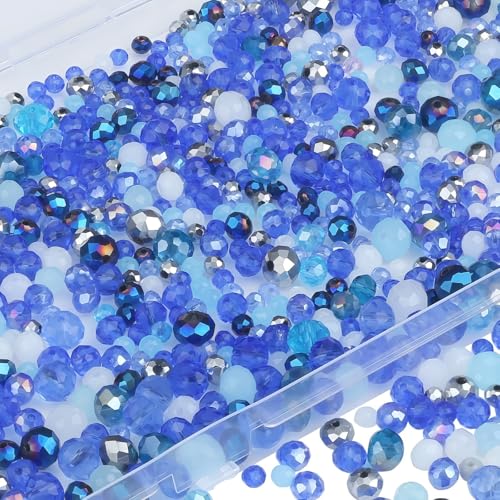 ZHIYUXI 1100 blaue Glasperlen zur Schmuckherstellung, facettierte Kristallperlen für Armbandherstellung, Halsketten, Zubehör ZHIYUXI 1100 blaue Glasperlen zur Schmuckherstellung, facettierte Kristallperlen für Armbandherstellung, Halsketten, Zubehör von ZHIYUXI