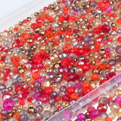 ZHIYUXI 1100 rote Glasperlen zur Schmuckherstellung, facettierte Kristallperlen für Armbandherstellung, Halsketten, Zubehör ZHIYUXI 1100 rote Glasperlen zur Schmuckherstellung, facettierte Kristallperlen für Armbandherstellung, Halsketten, Zubehör von ZHIYUXI