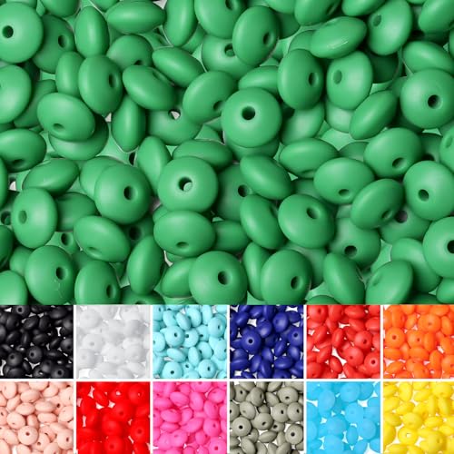 ZHIYUXI 150 Stück Linsen-Silikonperlen, 12 mm, weihnachtliche grüne Silikon-Abakus-Perlen, Großpackung für Schlüsselanhänger, DIY, Halsketten, Armbänder, Schmuck, Bastelstifte ZHIYUXI 150 Stück Linsen-Silikonperlen, 12 mm, weihnachtliche grüne Silikon-Abakus-Perlen, Großpackung für Schlüsselanhänger, DIY, Halsketten, Armbänder, Schmuck, Bastelstifte von ZHIYUXI