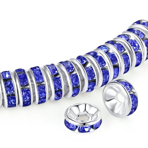 ZHIYUXI Abstandshalter für Armbänder, Halsketten, 10 mm, Blau, 200 Stück von ZHIYUXI