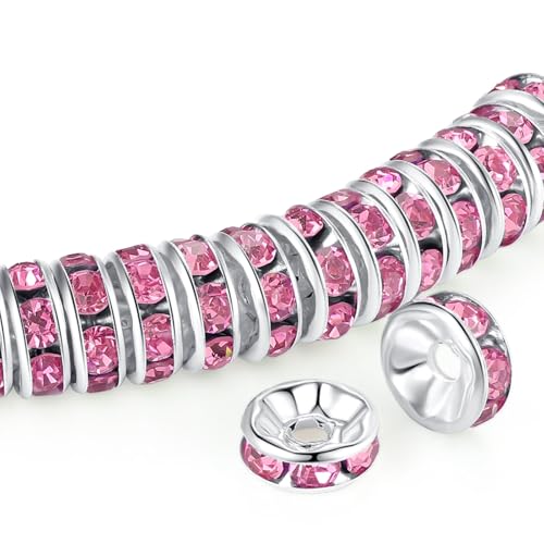 ZHIYUXI Abstandshalter für Armbänder, Halsketten, 10 mm, Rosa, 200 Stück von ZHIYUXI
