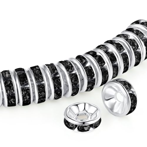 ZHIYUXI Abstandshalter für Armbänder, Halsketten, 10 mm, Schwarz, 200 Stück ZHIYUXI Abstandshalter für Armbänder, Halsketten, 10 mm, Schwarz, 200 Stück von ZHIYUXI
