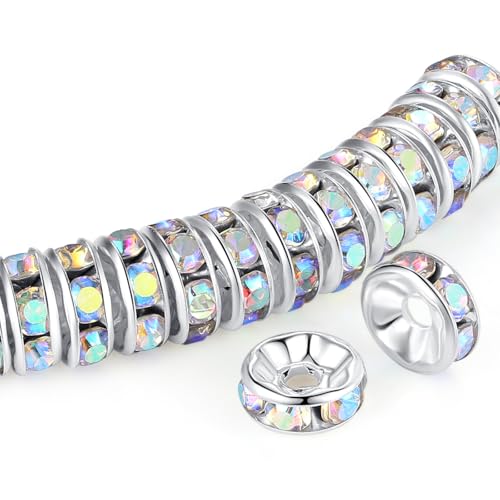ZHIYUXI Abstandshalter für Armbänder, Halsketten, AB-Farbe, 10 mm, 200 Stück von ZHIYUXI