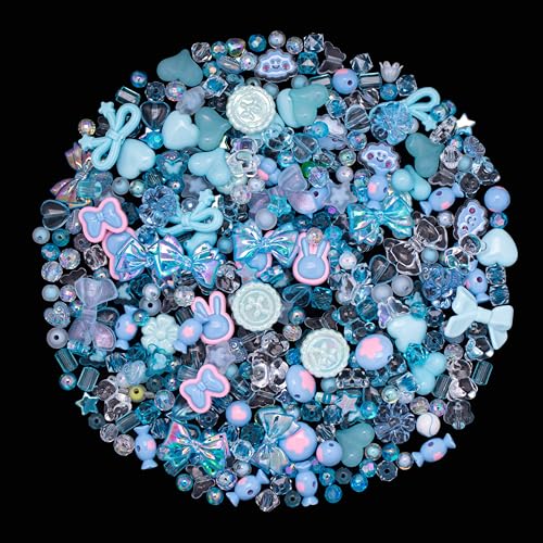 ZHIYUXI Blaue sortierte Acrylperlen für Armbandherstellung, niedliche Perlen zur Schmuckherstellung, ästhetische Kawaii-Perlen für DIY-Halsketten, Schlüsselanhänger, Handy-Schlüsselband ZHIYUXI Blaue sortierte Acrylperlen für Armbandherstellung, niedliche Perlen zur Schmuckherstellung, ästhetische Kawaii-Perlen für DIY-Halsketten, Schlüsselanhänger, Handy-Schlüsselband von ZHIYUXI