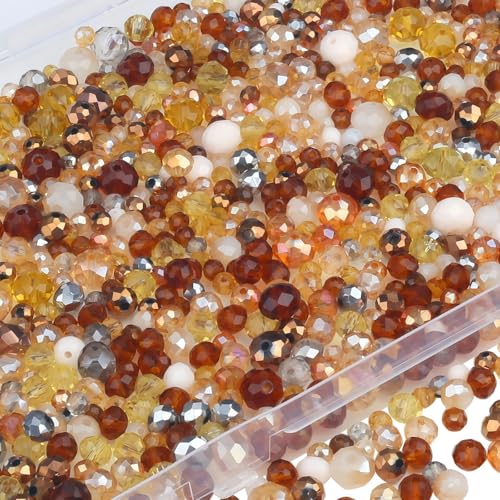 ZHIYUXI Braune Glasperlen zur Schmuckherstellung, facettierte Kristallperlen für Armbandherstellung, Halsketten, Zubehör, 1100 Stück ZHIYUXI Braune Glasperlen zur Schmuckherstellung, facettierte Kristallperlen für Armbandherstellung, Halsketten, Zubehör, 1100 Stück von ZHIYUXI