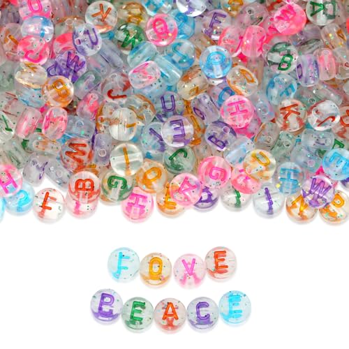 ZHIYUXI Buchstabenperlen, Acryl, bunte Buchstaben, runde Perlen für Freundschaftsarmbänder, 4 x 7 mm, Alphabet-Perlen für Armbänder, Halsketten, Schmuckherstellung, 1500 Stück ZHIYUXI Buchstabenperlen, Acryl, bunte Buchstaben, runde Perlen für Freundschaftsarmbänder, 4 x 7 mm, Alphabet-Perlen für Armbänder, Halsketten, Schmuckherstellung, 1500 Stück von ZHIYUXI