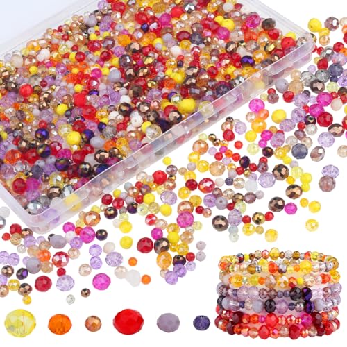 ZHIYUXI Facettierte Glasperlen für Schmuckherstellung, verschiedene Glasperlen für Armbänder, Halsketten, Zubehör, 4 mm, 6 mm, 8 mm, 1100 Stück ZHIYUXI Facettierte Glasperlen für Schmuckherstellung, verschiedene Glasperlen für Armbänder, Halsketten, Zubehör, 4 mm, 6 mm, 8 mm, 1100 Stück von ZHIYUXI