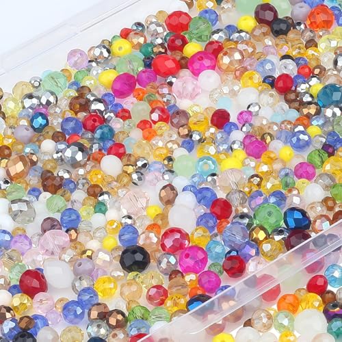 ZHIYUXI Glasperlen für die Schmuckherstellung, facettierte Kristallperlen für Armbänder, Halsketten, Zubehör, 1100 Stück ZHIYUXI Glasperlen für die Schmuckherstellung, facettierte Kristallperlen für Armbänder, Halsketten, Zubehör, 1100 Stück von ZHIYUXI