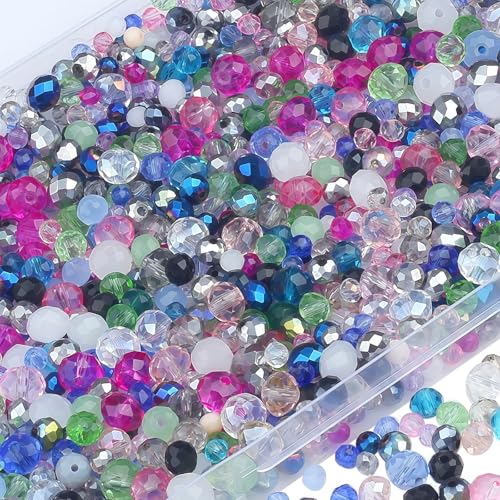 ZHIYUXI Glasperlen für die Schmuckherstellung, facettierte Kristallperlen für Armbänder, Halsketten, Zubehör, Blau, Grün und Rosa, 1100 Stück ZHIYUXI Glasperlen für die Schmuckherstellung, facettierte Kristallperlen für Armbänder, Halsketten, Zubehör, Blau, Grün und Rosa, 1100 Stück von ZHIYUXI