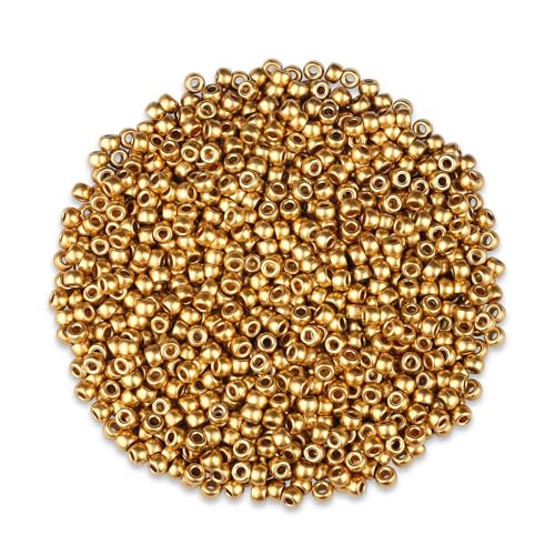 ZHIYUXI Goldfarbene Pony-Perlen für Armbänder, 6 x 9 mm, Haarperlen für Zöpfe, Kandi-Perlen zum Basteln, 1000 Stück von ZHIYUXI