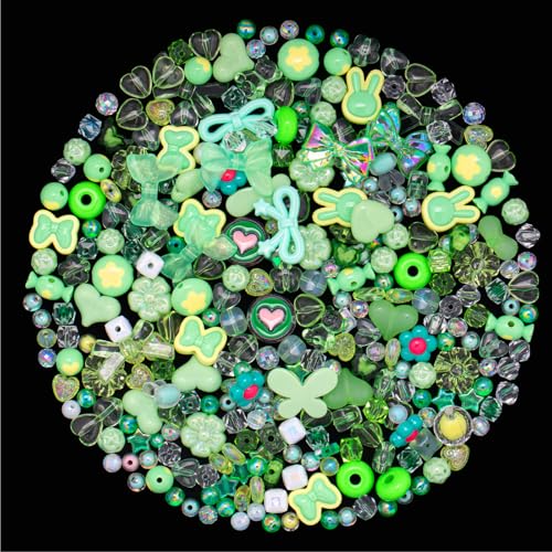 ZHIYUXI Grüne sortierte Acrylperlen für Armbandherstellung, niedliche Perlen zur Schmuckherstellung, ästhetische Kawaii-Perlen für DIY-Halsketten, Schlüsselanhänger, Handy-Schlüsselband ZHIYUXI Grüne sortierte Acrylperlen für Armbandherstellung, niedliche Perlen zur Schmuckherstellung, ästhetische Kawaii-Perlen für DIY-Halsketten, Schlüsselanhänger, Handy-Schlüsselband von ZHIYUXI