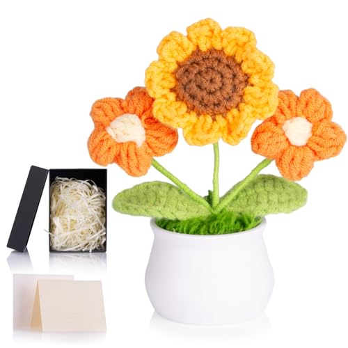 ZHIYUXI Häkelblumen, künstliche gelbe gehäkelte Sonnenblumen mit Puff, Schreibtischdekoration, Geschenke für Frauen, handgefertigte Sonnenblumen, gestrickte Blume für Auto, Armaturenbrett, Zuhause ZHIYUXI Häkelblumen, künstliche gelbe gehäkelte Sonnenblumen mit Puff, Schreibtischdekoration, Geschenke für Frauen, handgefertigte Sonnenblumen, gestrickte Blume für Auto, Armaturenbrett, Zuhause von ZHIYUXI