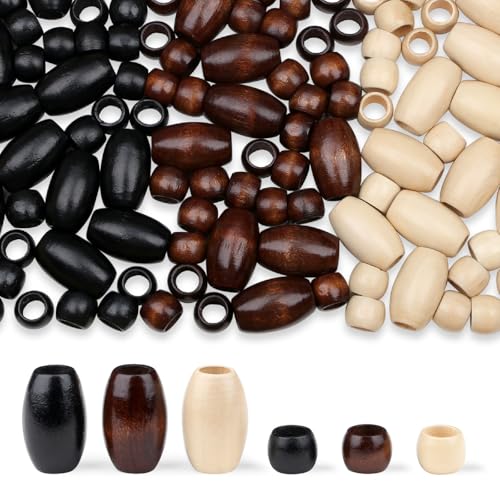ZHIYUXI Holzperlen zum Basteln, Schwarz und Braun, große Lochperlen für Schmuckherstellung, Makramee-Holzperlen für Haare, DIY, 135 Stück ZHIYUXI Holzperlen zum Basteln, Schwarz und Braun, große Lochperlen für Schmuckherstellung, Makramee-Holzperlen für Haare, DIY, 135 Stück von ZHIYUXI