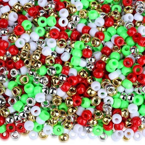 ZHIYUXI Weihnachtsperlen für Schmuckherstellung, 6 x 9 mm, Rot, Weiß, Grün, Großpackung für Armbänder, Kandi-Perlen zum Basteln, 1000 Stück ZHIYUXI Weihnachtsperlen für Schmuckherstellung, 6 x 9 mm, Rot, Weiß, Grün, Großpackung für Armbänder, Kandi-Perlen zum Basteln, 1000 Stück von ZHIYUXI