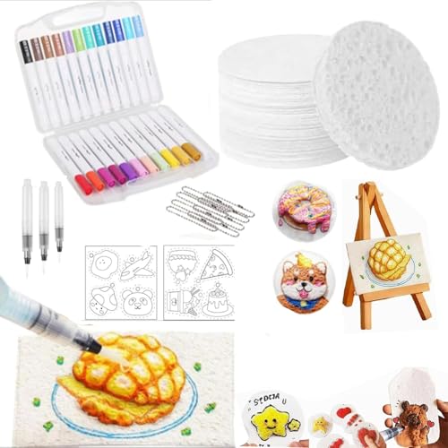 ZHKVAG Magic Puffy Paint, Upgrade 3D Magic Foam Texture Painting Paper Kit, 3D Drawing Canvas Sponge, DIY Bubble Drawing Pens Art Supplies, Puffy Popcorn Texture Painting Kit (10Pcs-B) von ZHKVAG