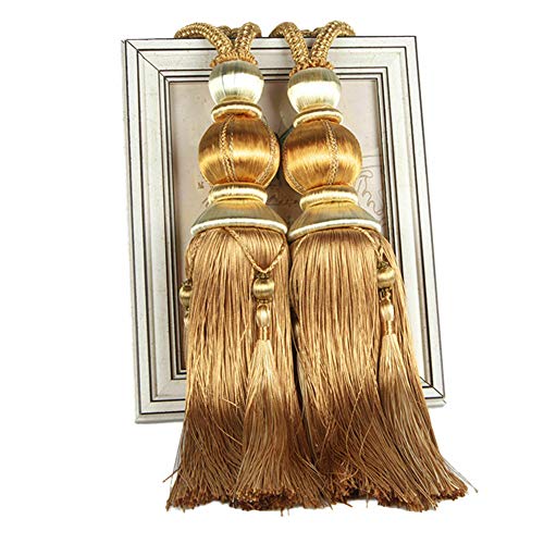 ZHMF 1 Paar Vorhang-Raffhalter, Raffhalter, handgefertigt, Quasten-Raffhalter, Zuhause, Fenster, dekorativ (Gold) von ZHMF
