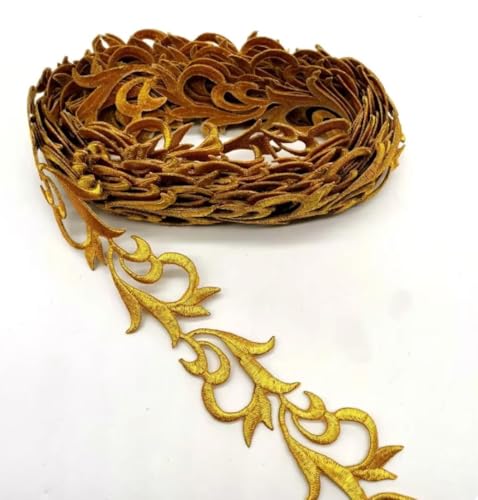 Bestickte Spitze für Cosplay-Kleider, Applikationen, zum Aufbügeln, europäische Vintage-Borte, goldfarben, 4 m von ZHONGJIUYUAN