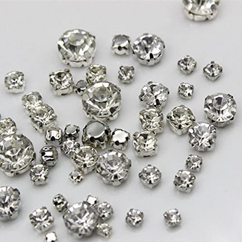 Glas-Strasssteine zum Nähen mit silberner Kralle, flache Rückseite, für Hochzeitskleid, Basteln, Kostüm, Kleidung und Schuhe, 6 mm, 200 Stück Glas-Strasssteine zum Nähen mit silberner Kralle, flache Rückseite, für Hochzeitskleid, Basteln, Kostüm, Kleidung und Schuhe, 6 mm, 200 Stück von ZHONGJIUYUAN