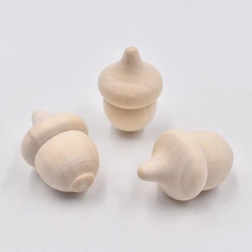 Holzeicheln, unlackiertes Holz zum Bemalen, Puppenherstellung, niedliches modisches Bastelzubehör, 30 Stück von ZHONGJIUYUAN
