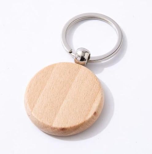 Holzgravurrohlinge für Strand, blanko, Schlüsselanhänger mit Schlüsselanhänger (runde Form), 40 Stück von ZHONGJIUYUAN