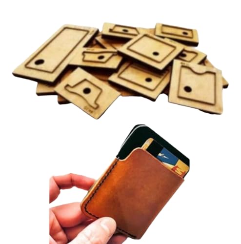 Leathercraft Schablone, Muster, Stanzform, Handstanzwerkzeug mit Holzsockel, für DIY-Leder-Mini-Geldbörse von ZHONGJIUYUAN
