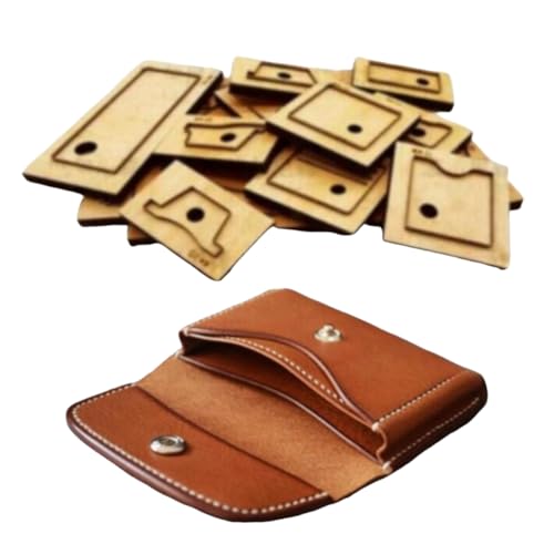 Leathercraft Schablone, Muster, Stanzform, Handstanzwerkzeug mit Holzsockel, für DIY-Leder-Mini-Geldbörse von ZHONGJIUYUAN