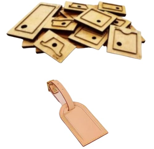 Leathercraft Schablone, Muster, Stanzform, Handstanzwerkzeug mit Holzsockel, für Heimwerker, Leder, Reisegepäck, Kofferraum, Etikett, Kartenhalter (mit Stichloch) von ZHONGJIUYUAN