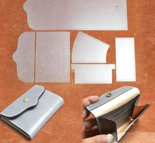 Leder-Brieftaschen-Vorlage zum Selbermachen, Ledergeldbörsen-Lineal, vorgeschnittene Schablone, Bastelwerkzeug zum Schneiden von Mustern und Nähen und Lederhandwerk Leder-Brieftaschen-Vorlage zum Selbermachen, Ledergeldbörsen-Lineal, vorgeschnittene Schablone, Bastelwerkzeug zum Schneiden von Mustern und Nähen und Lederhandwerk von ZHONGJIUYUAN