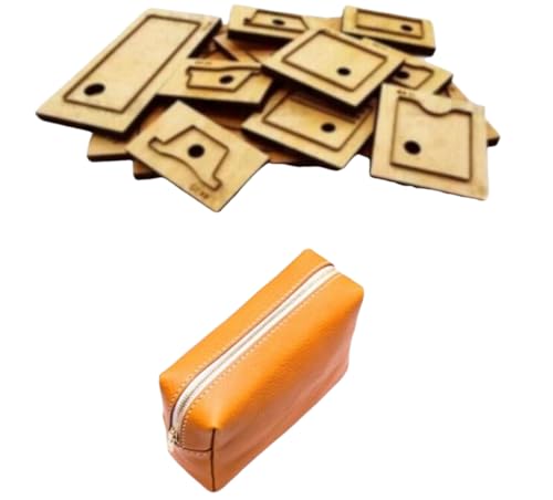 Lederwaren-Schablone, Muster, Stanzform, Handstanzwerkzeug mit Holzsockel, für DIY-Leder-Aufbewahrungstasche, Kosmetiktasche von ZHONGJIUYUAN