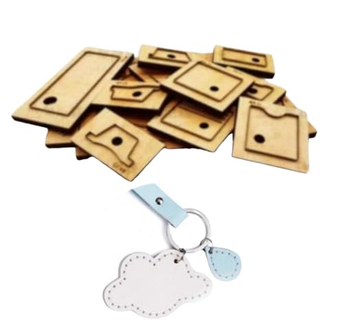 Lederwaren-Schablone, Muster, Stanzform, Handstanzwerkzeug mit Holzsockel, für DIY-Leder-Schlüsselanhänger, Wolken-Design von ZHONGJIUYUAN