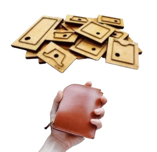 Lederwaren-Schablone, Muster, Stanzform, Handstanzwerkzeug mit Holzsockel, für selbstgemachte Ledertaschen mit Reißverschluss von ZHONGJIUYUAN