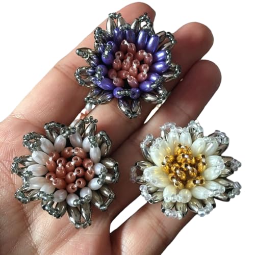 Pailletten-Blumen-Applikation, handgefertigte Kristall-Perlenapplikation, zum Aufnähen auf Stoff, Zubehör, Stoff, Stirnband, Dekoration, 3 Farben/4 cm, 3 Stück Pailletten-Blumen-Applikation, handgefertigte Kristall-Perlenapplikation, zum Aufnähen auf Stoff, Zubehör, Stoff, Stirnband, Dekoration, 3 Farben/4 cm, 3 Stück von ZHONGJIUYUAN