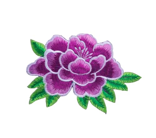 Reparatur-Blumen-Stickerei-Flicken für Kleidung, zum Aufbügeln auf Kleidung, Pfingstrosen, Applikationen, Kleid, Abzeichen, Streifen, Aufkleber, DIY, Aufnäher, (9 x 6 cm), 20 Stück von ZHONGJIUYUAN