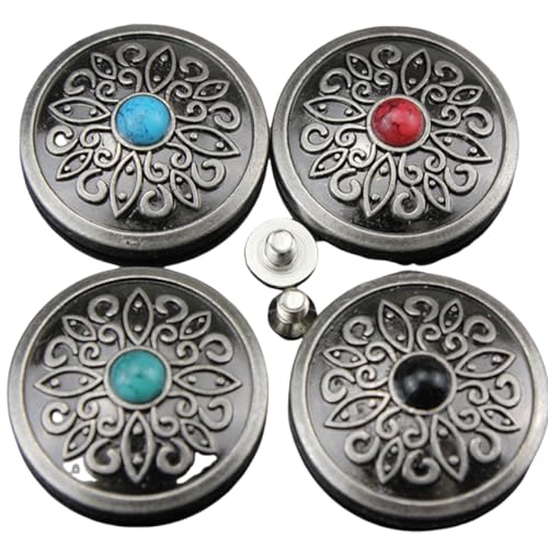 Runde Kunst-Deko-Knöpfe, Schraubverschluss, DIY, Gepäck, Lederwaren, Zubehör-Set, 24 mm, 4 Stück von ZHONGJIUYUAN