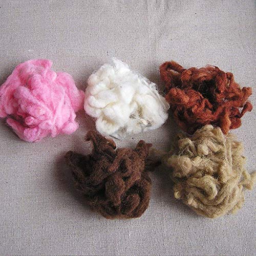 ZHONGJIUYUAN 5 Farben Peru Alpaka Lockenfaser für Wollfilz, weiß, 50 g (Nadelfilz), speziell für Pudel, Bichon und Schafe (10 g pro Farbe) von ZHONGJIUYUAN