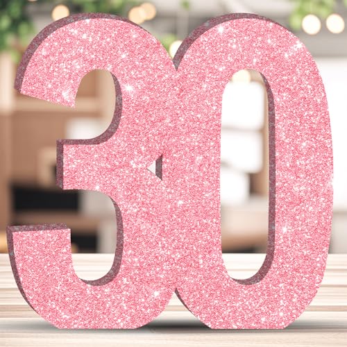 Glitzernde Geburtstagsnummer, Tischdekoration, freistehend, Party-Mittelstück, glitzernde rosa Zahlen, Ornament für Feiern, wiederverwendbar, 30 Glitzernde Geburtstagsnummer, Tischdekoration, freistehend, Party-Mittelstück, glitzernde rosa Zahlen, Ornament für Feiern, wiederverwendbar, 30 von ZHONYEE