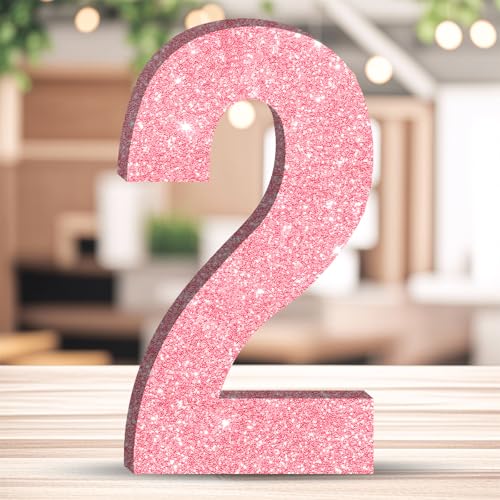 Glitzernde Geburtstagsnummer, Tischdekoration, freistehend, Party-Mittelstück, glitzernde rosa Zahlen, Ornament für Feiern, wiederverwendbar – 2 Glitzernde Geburtstagsnummer, Tischdekoration, freistehend, Party-Mittelstück, glitzernde rosa Zahlen, Ornament für Feiern, wiederverwendbar – 2 von ZHONYEE