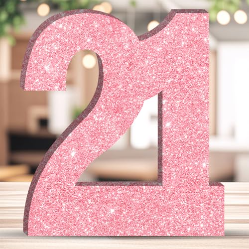 Glitzernde Geburtstagsnummer, Tischdekoration, freistehend, Party-Mittelstück, glitzernde rosa Zahlen, Ornament für Feiern, wiederverwendbar – 21 Glitzernde Geburtstagsnummer, Tischdekoration, freistehend, Party-Mittelstück, glitzernde rosa Zahlen, Ornament für Feiern, wiederverwendbar – 21 von ZHONYEE