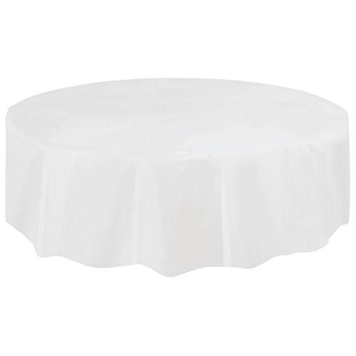 ZHOUBA Runde Einweg-Tischdecke, wasserdicht, einfarbig, Party-Tischdecken (weiß) von ZHOUBA