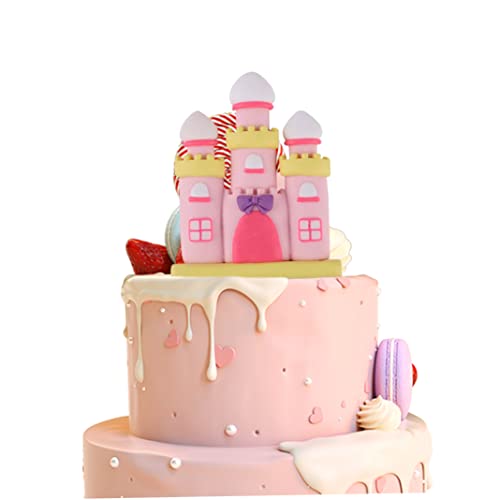Cupcake Toppers Castle Cake Toper Castle Kuchen Dekoration für Babypartyzubehör für Geburtstagsfeier Dekorationen 5.9x7,5 cm Pink von ZHOUBINGBING