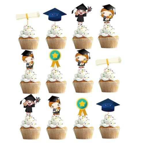 Multi-Eltem-Party-Bevorzugung Packungen 2023 Abschluss Cupcake Toppers Klasse von 2023 Cake Picks Abschlussfeier 12pcs 2 von ZHOUBINGBING