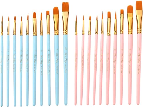 20 Stück Pinsel, Nylon Acrylfarben Pinsel, Pinsel Acrylfarben für Anfänger, Kinder, Künstler, für Aquarell Ölgemälde Perfektes Malerei Ölfarben Brush Set für Anfänge Kinder Künstler von ZHOUHON