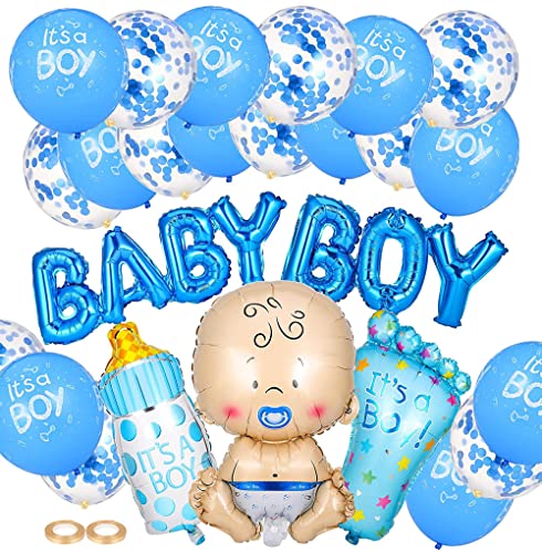 Baby Boy Folienballon, Babyparty Deko Junge, Babyparty, Gender Reveal Party,Baby Shower Junge (Blau) von ZHOUHON