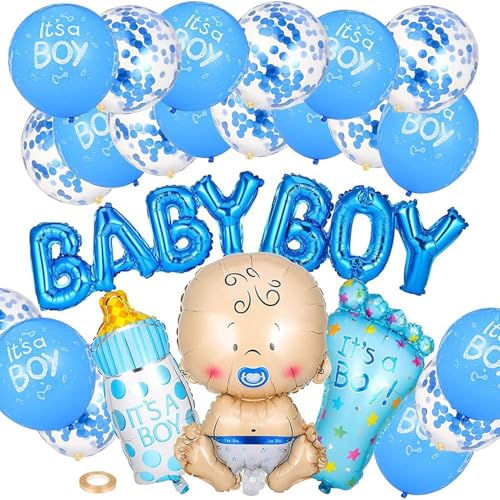 Baby Boy Folienballon, Babyparty Deko Junge, Babyparty, Gender Reveal Party,Baby Shower Junge (Blau) von ZHOUHON