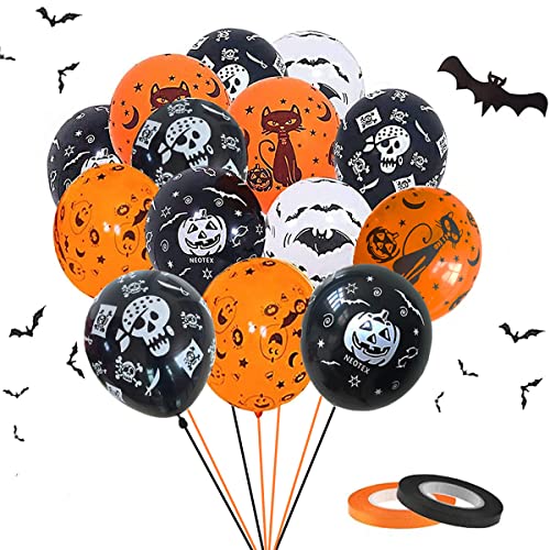 ZHOUHON Halloween Luftballons, 60 Stück 12 Zoll Halloween Ballons, Orange und Schwarze Ballons, Kürbis Geisterschädel Spinnennetz Ballons für Halloween Party Deko Kinderparty (schwarz orange weiß) ZHOUHON Halloween Luftballons, 60 Stück 12 Zoll Halloween Ballons, Orange und Schwarze Ballons, Kürbis Geisterschädel Spinnennetz Ballons für Halloween Party Deko Kinderparty (schwarz orange weiß) von ZHOUHON