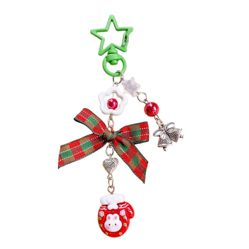 ZHOUSUFEN Handy-Anhänger mit Schleife, Acryl, elegante Perlen, Schleife, Handy-Anhänger mit Weihnachtsanhänger für Rucksäcke, Geldbörsen von ZHOUSUFEN
