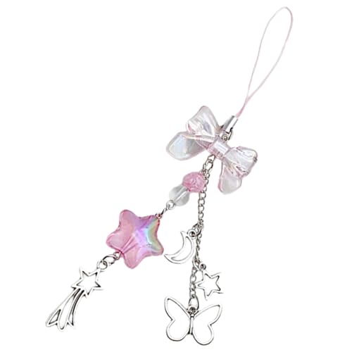 ZHOUSUFEN Koreanische Schmetterlings-Handykette, Quasten, Stern-Anhänger, Schlüsselanhänger, süße, coole Schleife, Handy-Schlüsselband, Acryl-Schlüsselanhänger, Taschen-Ornament von ZHOUSUFEN