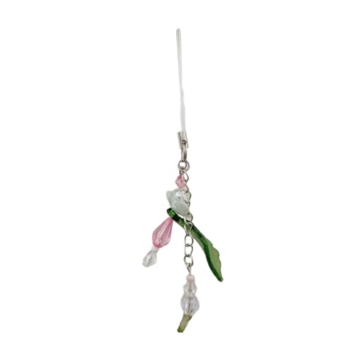 ZHOUSUFEN Schlüsselanhänger mit Blumen-Perlen, bunt, Blumenblatt, Tropfen-Schlüsselanhänger, Ornament, einzigartiges Handy-Schlüsselband von ZHOUSUFEN