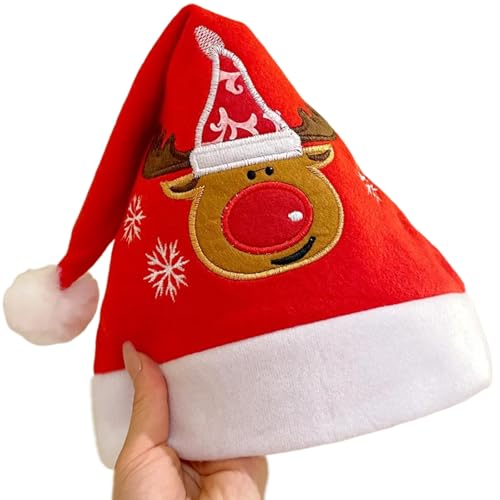 ZHOUSUFEN Warme Plüsch-Weihnachtsmannmütze, verstellbar, bequem, unisex, für Weihnachten, Urlaub, Partys und Versammlungen von ZHOUSUFEN